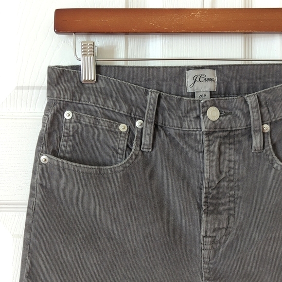 J. Crew Classic Pinwale Corduroy High Rise Vintage Slim Straight Pants Gray 28P - Picture 12 of 16